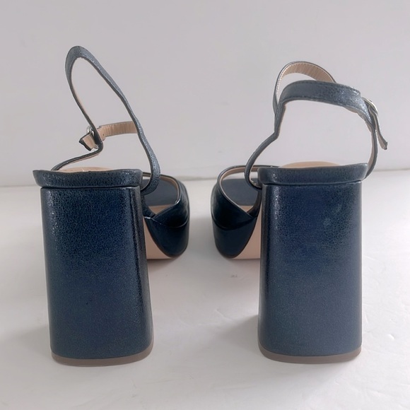 JustFab Mylah Insignia BlueI Chunky Heel Platform Peep-Toe Sandal Shoes Size 8.5 - Picture 5 of 7